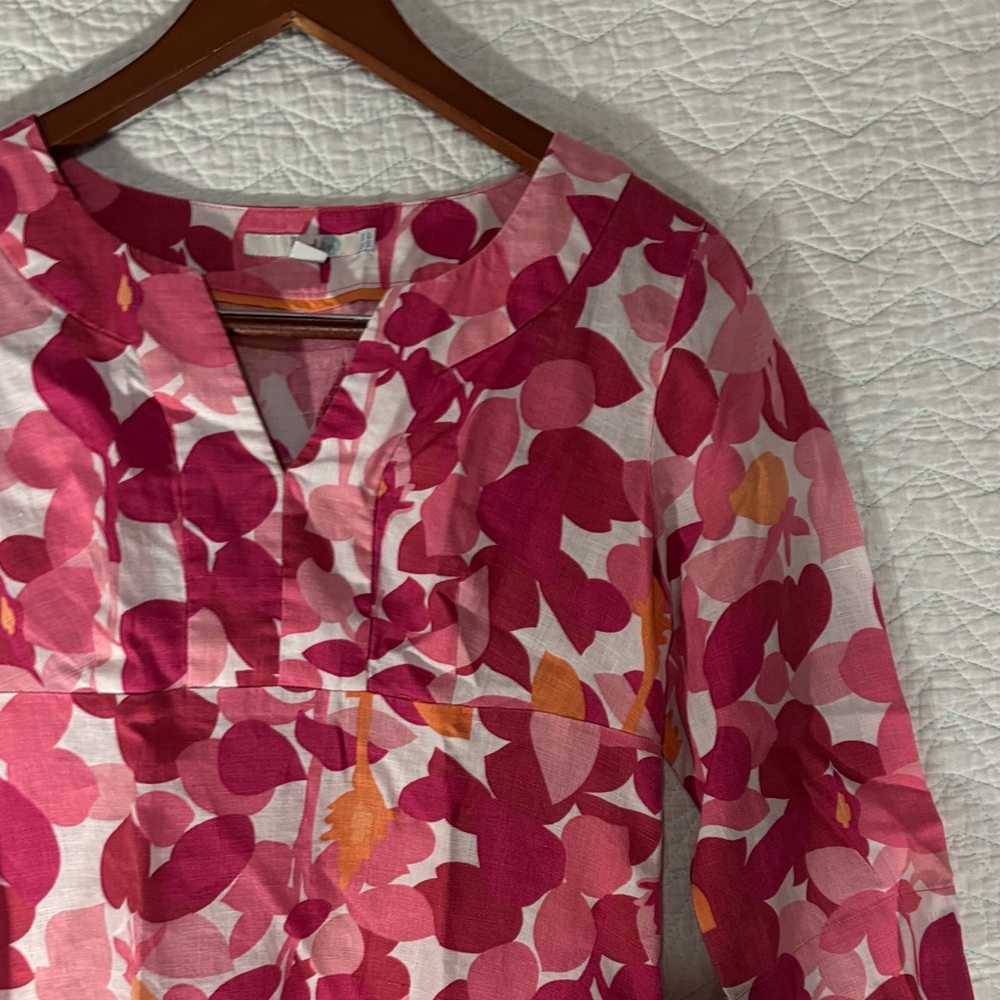 Boden Vibrant Pink and Orange Floral Dress 100% Linen - Picture 4 of 5